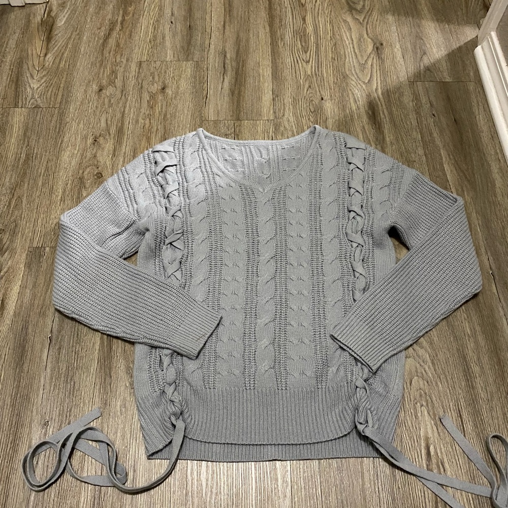 Gray Cable Knit Sweater
